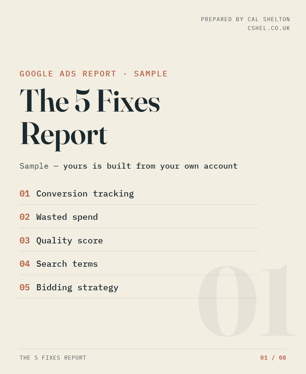 Sample cover of The 5 Fixes Report